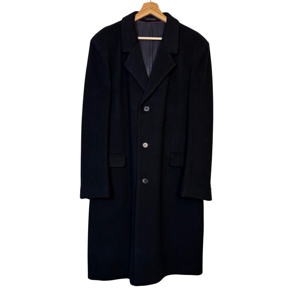 Teller Cashmere Mens Long Overcoat size Large Black  Structure Luxury Minimalist